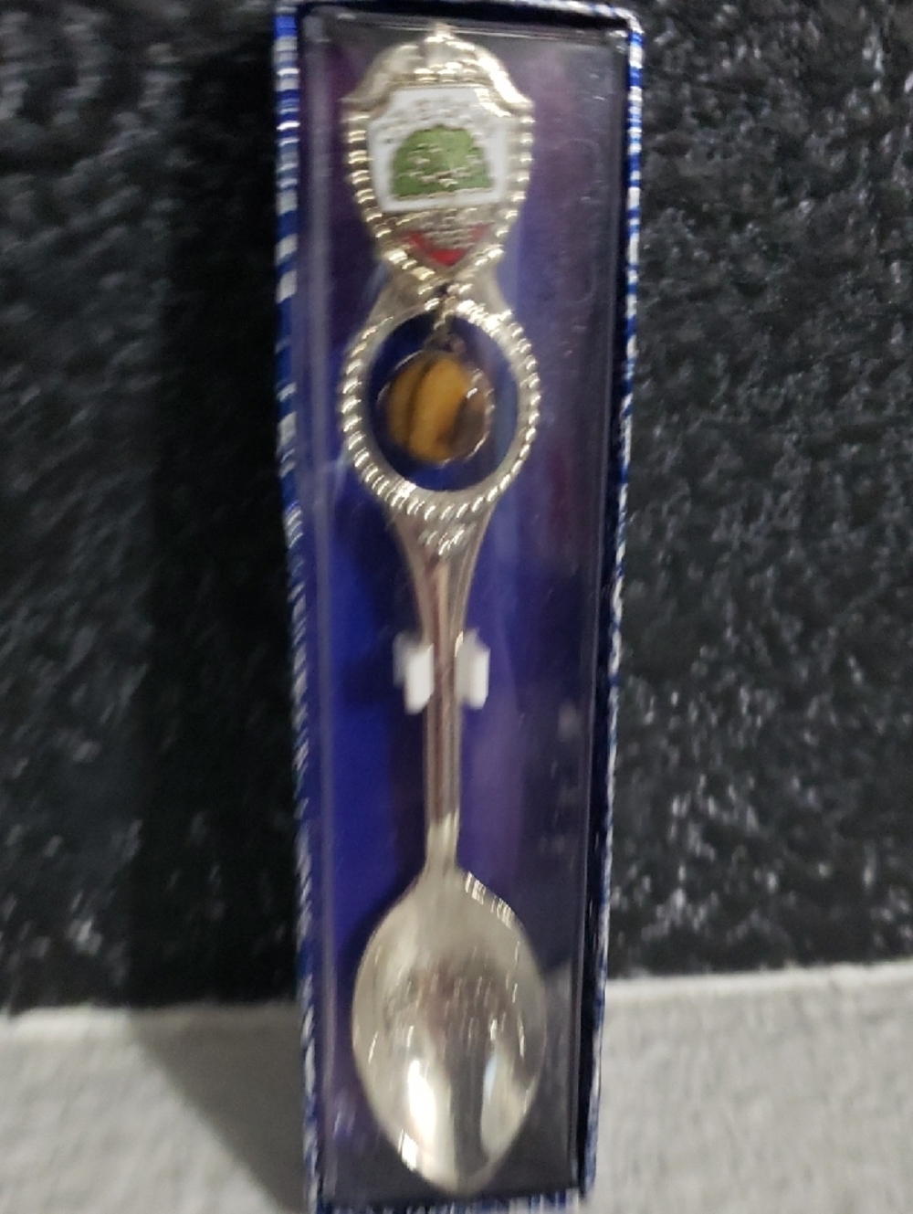 Collectible Silver Tone Souvenir Oregon Spoon with Myrtlewood Tree Accent